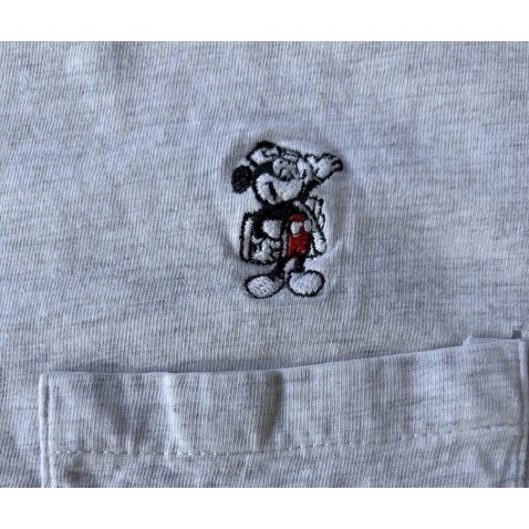 Disney Other - Vintage Disney Mickey Mouse Pocket Tee Mens XL Gray Embroidered Graphic Shirt